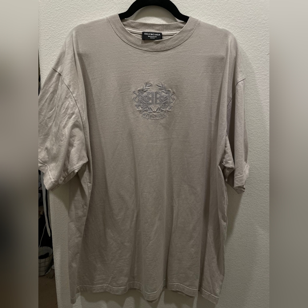 Balenciaga Beige Logo T-Shirt M